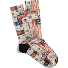 Eğlenceli Çorap  Unisex London City Retro Desen Baskılı Çorap
