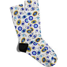 Eğlenceli Çorap Unisex  Nazar Boncuk Göz Baskılı Çorap