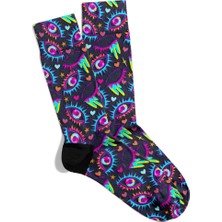 Eğlenceli Çorap  Unisex Renkli Gözler Desen Baskılı Çorap