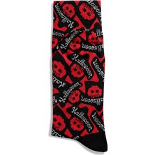 Eğlenceli Çorap  Unisex Halloween Skull X2 Desen Baskılı Çorap