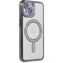 AyrStore Iphone 15 Kılıf Joke Simli Magneticsafe Kılıf - Derin Mor