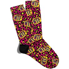 Eğlenceli Çorap Unisex  Leopar Wtf Baskılı Çorap