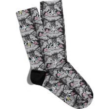 Eğlenceli Çorap Unisex  Şaşkın Kediler  Baskılı Çorap