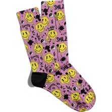 Eğlenceli Çorap Unisex Trippy Smiles Desen Baskılı Çorap