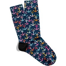 Eğlenceli Çorap Unisex Çapa Deniz Tema Baskılı Çorap