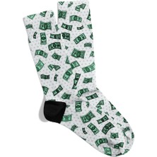 Eğlenceli Çorap Unisex Yeşil Money Desen Baskılı Çorap