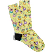 Eğlenceli Çorap Unisex Sarı Sevimli Pug Baskılı Çorap