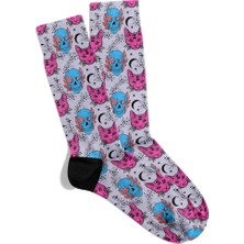 Eğlenceli Çorap  Unisex  Kuru Kafa Kedi Hw Desen Baskılı Çorap