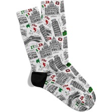 Eğlenceli Çorap  Unisex Italia Ciano V3 Desen Baskılı Çorap