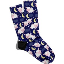 Eğlenceli Çorap Unisex Sevimli Kuzu Laciver Baskılı Çorap