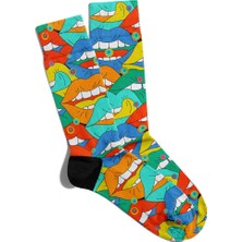 Eğlenceli Çorap Unisex  Dil Çıkaran Popart Baskılı Çorap