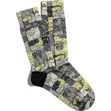 Eğlenceli Çorap Unisex Tembel Kediler Baskılı Çorap