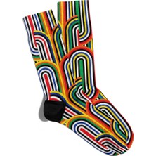 Eğlenceli Çorap Unisex  Renkli Geometrik Baskılı Çorap