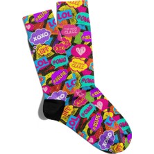 Eğlenceli Çorap Unisex Xoxo Bff Popart Baskılı Çorap