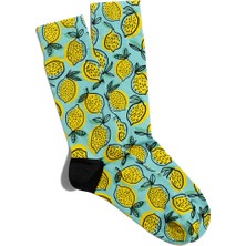 Eğlenceli Çorap Unisex  Yaz Tasarımlı Limon Desen Baskılı Çorap