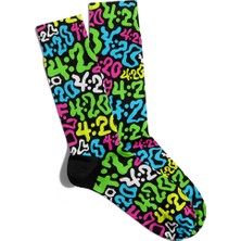 Eğlenceli Çorap Unisex Renkli Rakamlar Baskılı Çorap