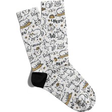 Eğlenceli Çorap Unisex Love Cat Meoow Baskılı Çorap