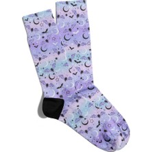 Eğlenceli Çorap Unisex  Gece Moon Halloween Desen Baskılı Çorap