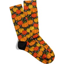 Eğlenceli Çorap  Unisex Hllwn Kabak X2 Desen Baskılı Çorap