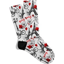 Eğlenceli Çorap  Unisex Love Paris City Xd Desen Baskılı Çorap