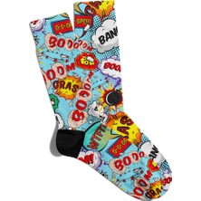 Eğlenceli Çorap Unisex  Popart Boom Cool  Baskılı Çorap