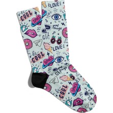 Eğlenceli Çorap Unisex  Cool Girls Space  Baskılı Çorap