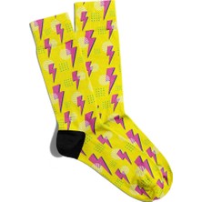 Eğlenceli Çorap Unisex Sarı Retro Simge Popart Baskılı Çorap