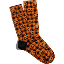 Eğlenceli Çorap Unisex Ekose Halloween Desen Baskılı Çorap