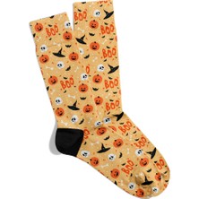 Eğlenceli Çorap  Unisex Boo Skull Hllween Bandana Desen Baskılı Çorap