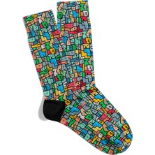 Eğlenceli Çorap  Unisex Renkli Şehirler Tx Desen Baskılı Çorap