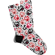 Eğlenceli Çorap Unisex  Sevimli Şirin Kediler Desen Baskılı Çorap