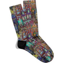 Eğlenceli Çorap  Unisex Renkli City Clr Desen Baskılı Çorap