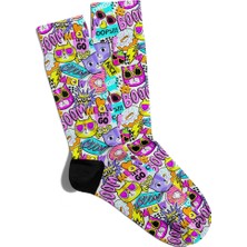 Eğlenceli Çorap Unisex  Boom Meow Let's Go Baskılı Çorap