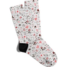 Eğlenceli Çorap Unisex Love Oxoxo  Bird Desen Baskılı Çorap
