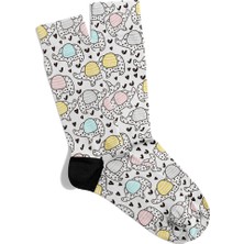 Eğlenceli Çorap  Unisex Beyaz Sevimli Fil Desen Baskılı Çorap