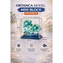 Yıldırım Oyuncak Ortanca Model Mini Blok 199 Parça – Dekoratif Çiçek Yapım Seti Şeffaf Kutu (9x8 Cm)