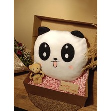 Paganca Kutulu Hediye Seti / Panda Yastık 35CM ve Ayıcık Anahtarlık