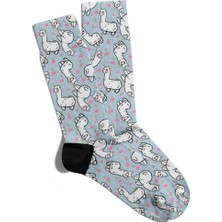 Eğlenceli Çorap Unisex Gri Animal  Baskılı Çorap