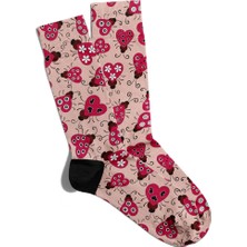 Eğlenceli Çorap Unisex  Kalp Ugurböcegi  Baskılı Çorap