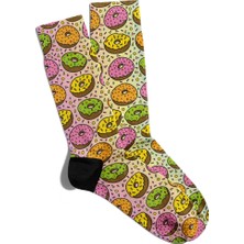 Eğlenceli Çorap Unisex  Renkli Donutlar Popart Baskılı Çorap