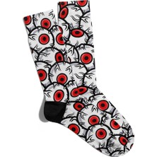 Eğlenceli Çorap Unisex Kırmızı Göz Rxz Baskılı Çorap