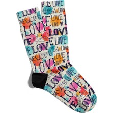 Eğlenceli Çorap Unisex  Cool Love Love Popart Baskılı Çorap
