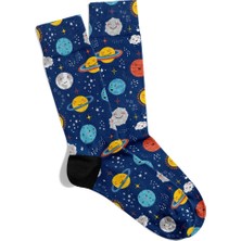 Eğlenceli Çorap Popart Uzay Space Desen Baskılı Çorap
