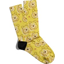 Eğlenceli Çorap Unisex Sarı Sevimli Teddy Baskılı Çorap