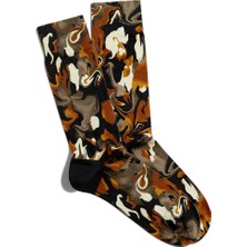 Eğlenceli Çorap Unisex Kahverengi Dansı Baskılı Çorap