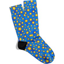 Eğlenceli Çorap Unisex Popart Renkli Yıldız Desen Baskılı Çorap