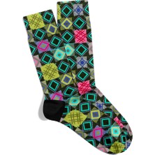 Eğlenceli Çorap Unisex Etnik Geometrik Desen Baskılı Çorap
