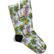 Eğlenceli Çorap  Unisex Palmiye Agaçları Renk Desen Baskılı Çorap
