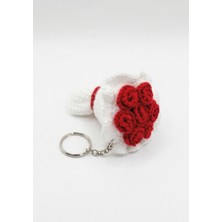 Black-One El Yapımı Örgü Gül Buketi Anahtarlık – Amigurumi Çiçek Anahtarlık, Çanta & Anahtar Aksesuarı