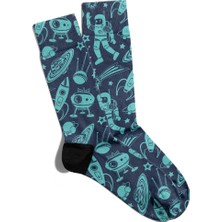 Eğlenceli Çorap Unisex  Space Uzay Desen Baskılı Çorap